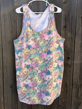 Floral Pinafore Dress in Pastel Pink and Mint